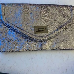 Blue sequin clutch